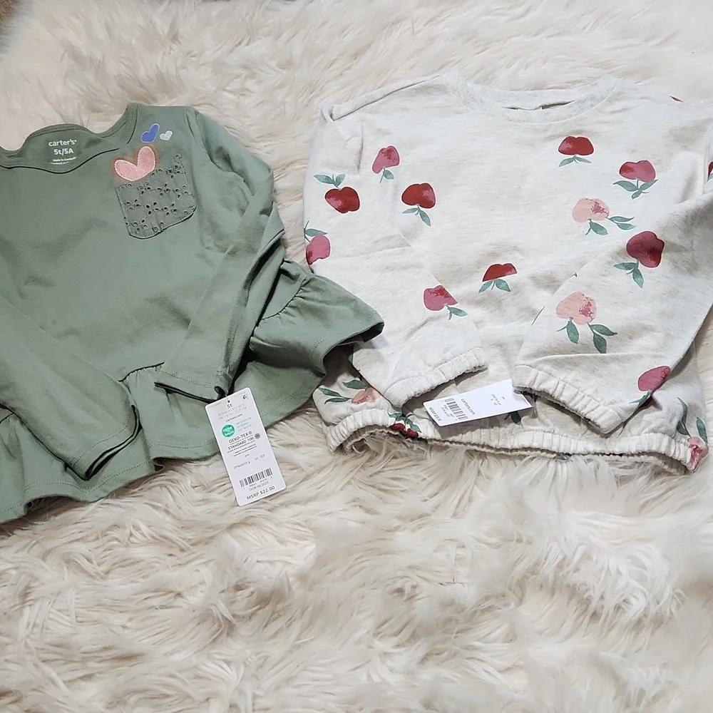 (2) NWT Carter's long sleeve shirts- 5T